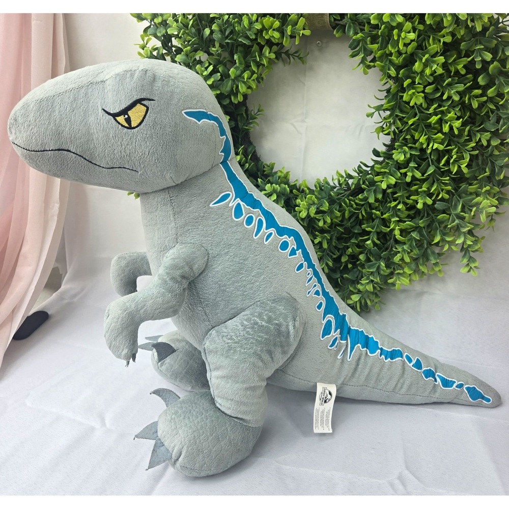 Jurassic World Blue Velociraptor Plush 16" Large Dinosaur Stuffed Animal Toy